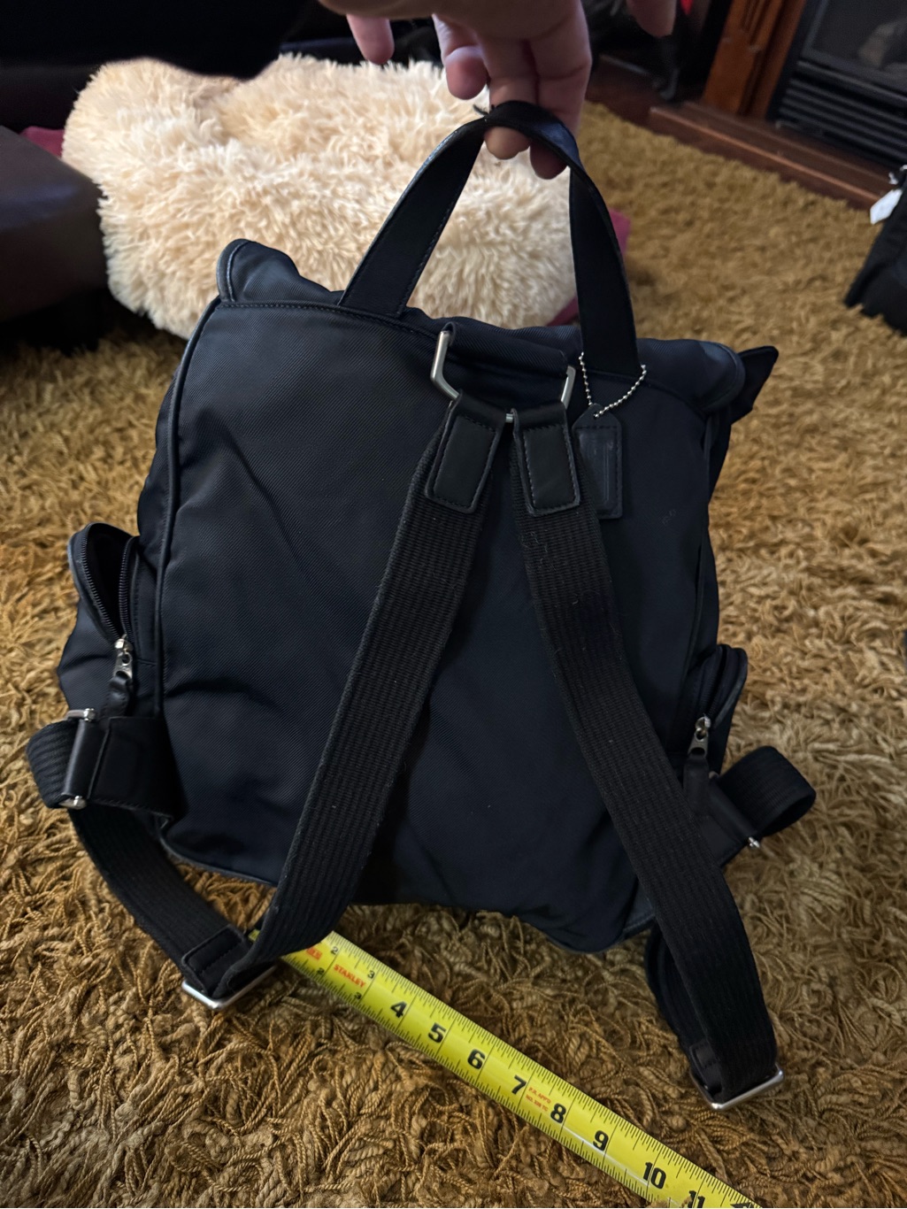 Black Coach Unisex Nylon Backpack - Versatile Everyday Bag - Med/Large